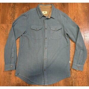 Fayettechill Orcas Button Up Blue Flannel Organic Cotton Shirt Mens Sz Large L